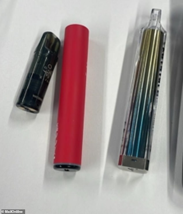Pictured left to right: A vape with a refillable liquid pod versus a non reusable model