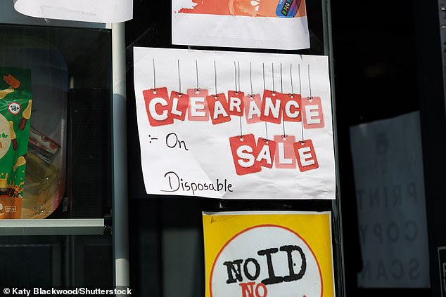 A vape shop in Sheffield advertising a clearance sale on disposable vapes on the day before the disposable vape ban
