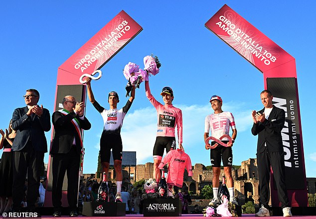 Only a serious crash would have denied Yates (centre) his second Grand Tour victory