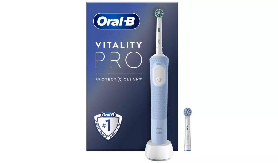 Oral-B Vitality Pro electric toothbrush with extra brush head.
