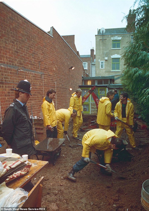 Pictured: Police digging in the garden of Fred and Rose West's 'House of Horrors' in 1994