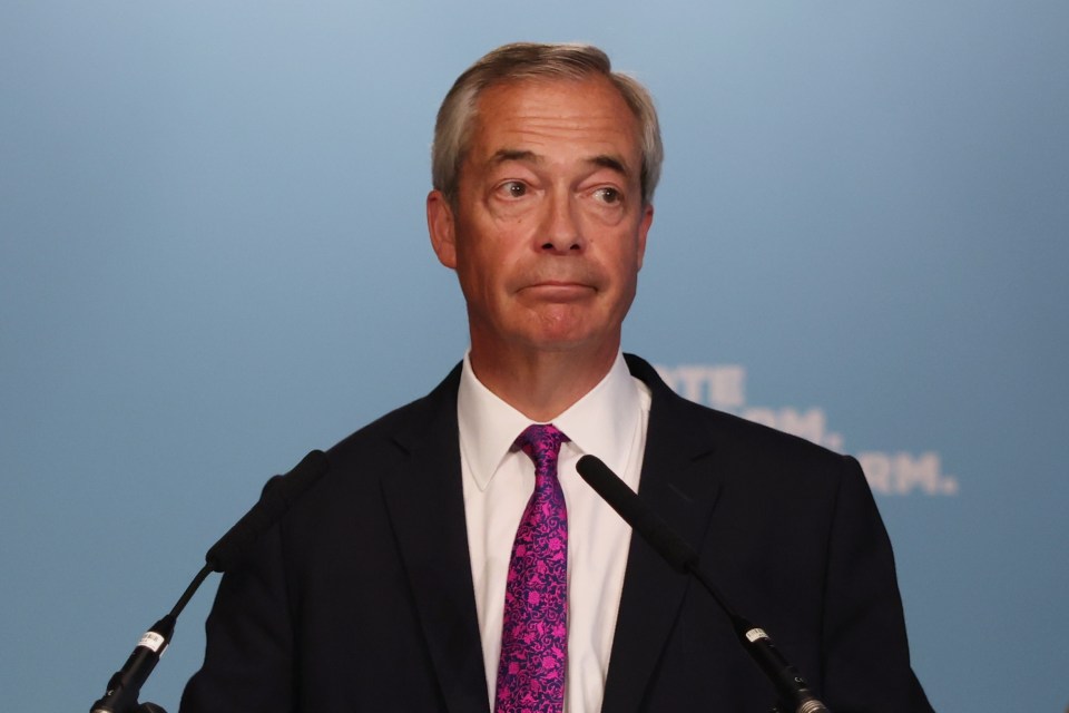 Nigel Farage at a press conference.