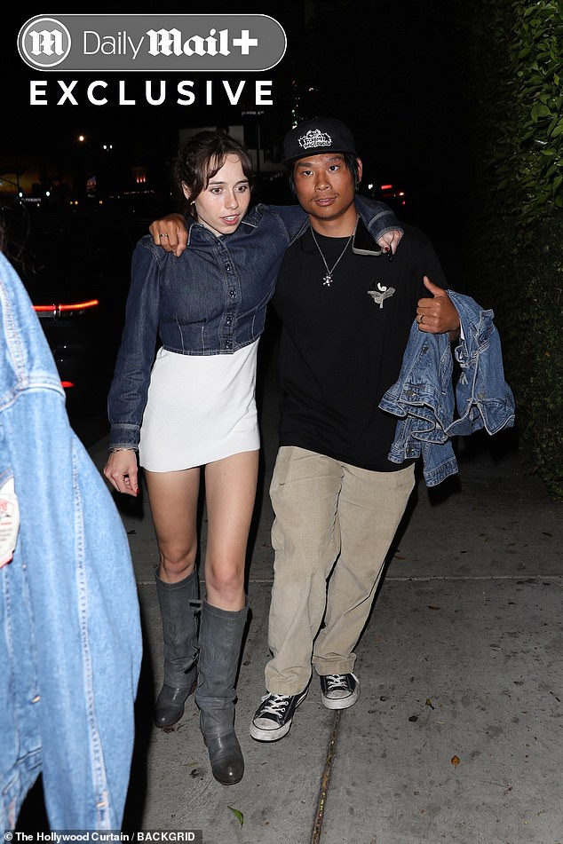 Pax, dressed in a black T-shirt, tan trousers and black cap, certainly looked worse for wear as he exited the acclaimed celebrity hotspot