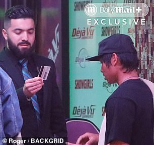 Despite being related to two of the most known faces on the planet, Pax was forced to show his ID and was searched by security before he entered the strip club