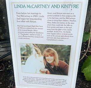 Information signs at Linda's memorial garden in Campbeltown