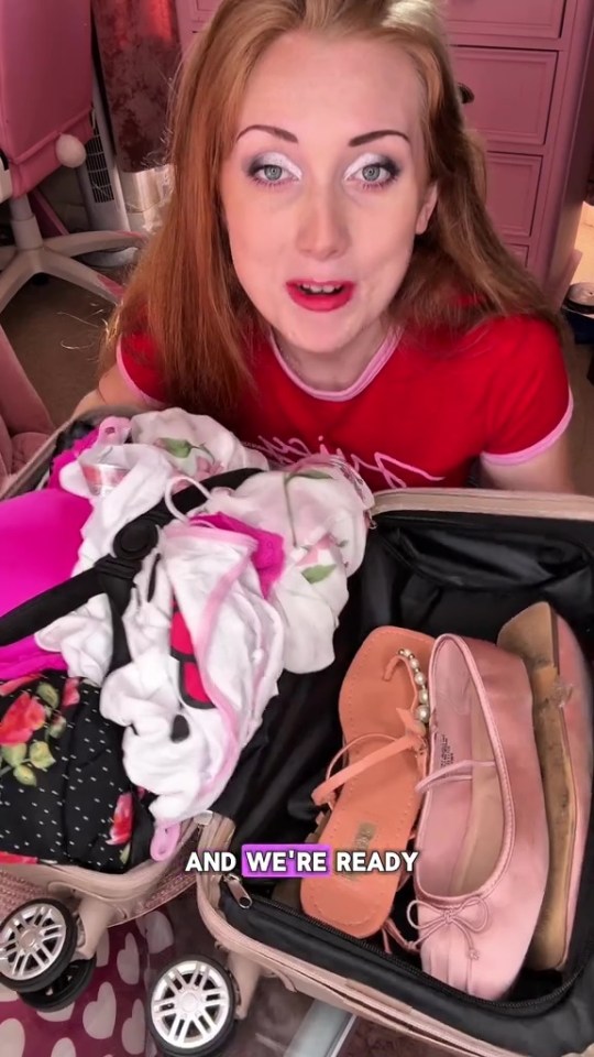 A woman packing a Primark cabin bag.