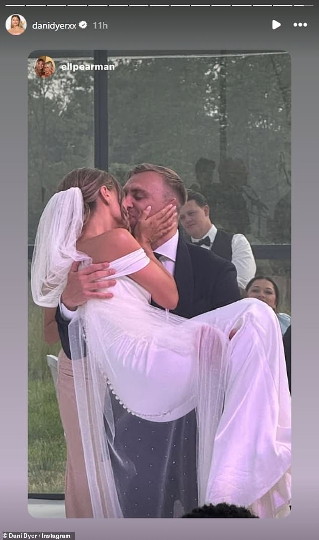 The bride spent Sunday reposting stunning social media snaps from her friends and family who gathered at the luxury five-star Langley Hotel in Buckinghamshire for the big day