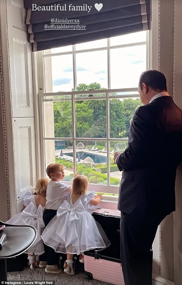 Since the nuptials, guests have shared a slew of snaps and videos across their socials, including one sweet image of Dani's children, son Santiago, four, who she shares with ex Sammy Kimmence, and twins Summer and Star, two, who she shares with Jarrod, glancing out the window, while their grandfather Danny Dyer watched on
