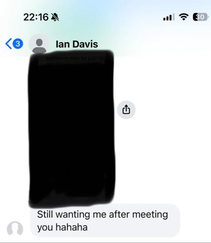 Messenger screenshots of abusive messages sent by an ex-boyfriend.