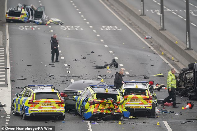 The scene on the A1, which was shut in both directions following the major collision