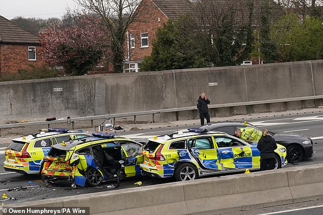 The aftermath on the A1, which was closed in both directions following the serious crash