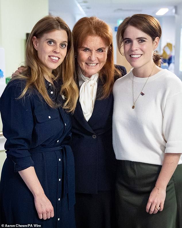 During a recent interview for Cressida Bonas's podcast, Lessons From Our Mothers, the youngest of Prince Andrew's brood said learning to harness one's inner strength was one of the most important lessons she had gleaned from her mother. Pictured with Sarah Ferguson, centre, and Princess Beatrice, left