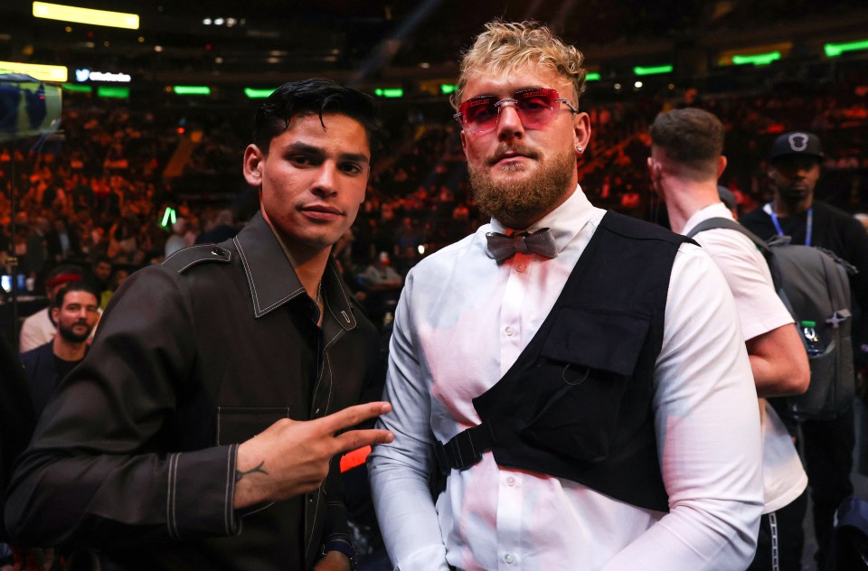 Ryan Garcia and Jake Paul posing for a photo together.