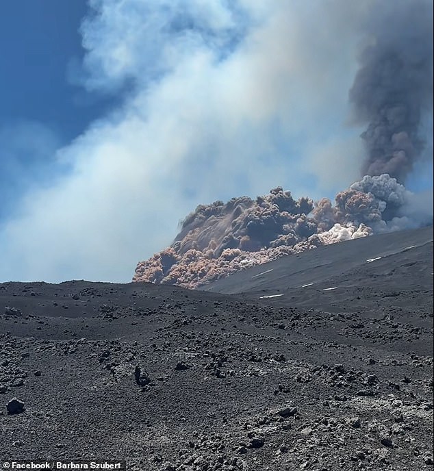 An image shared by a climber visiting Mt. Etna shows the incredible plume of smoke generated by the pyroclastic flow
