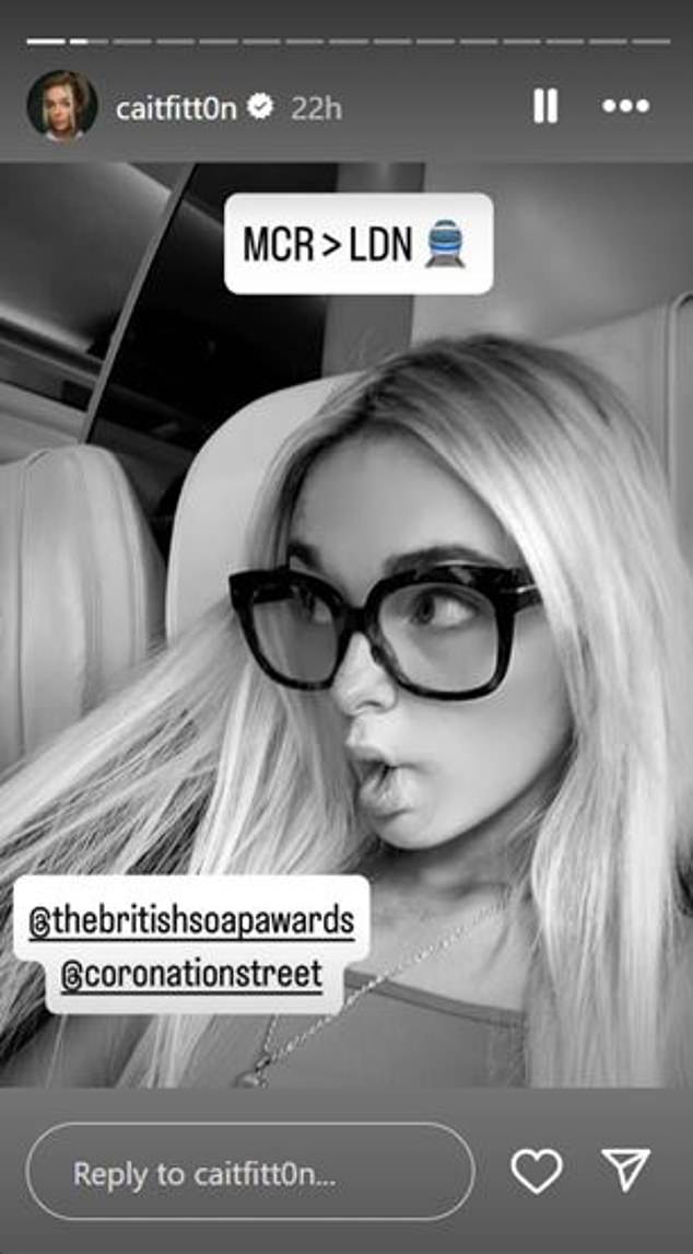 Coronation actor Cait Fitton was on the train from Manchester to London