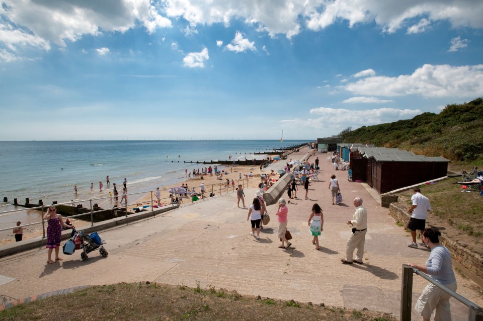 Beachgoers at Frinton-on-Sea, Essex.
