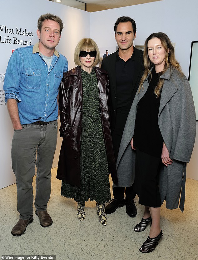 Jonathan Anderson, Anna Wintour, Clare Waight Keller and Roger Federer attend UNIQLO The art and science of LifeWear: What makes life better Exhibition in Paris on September 30, 2024