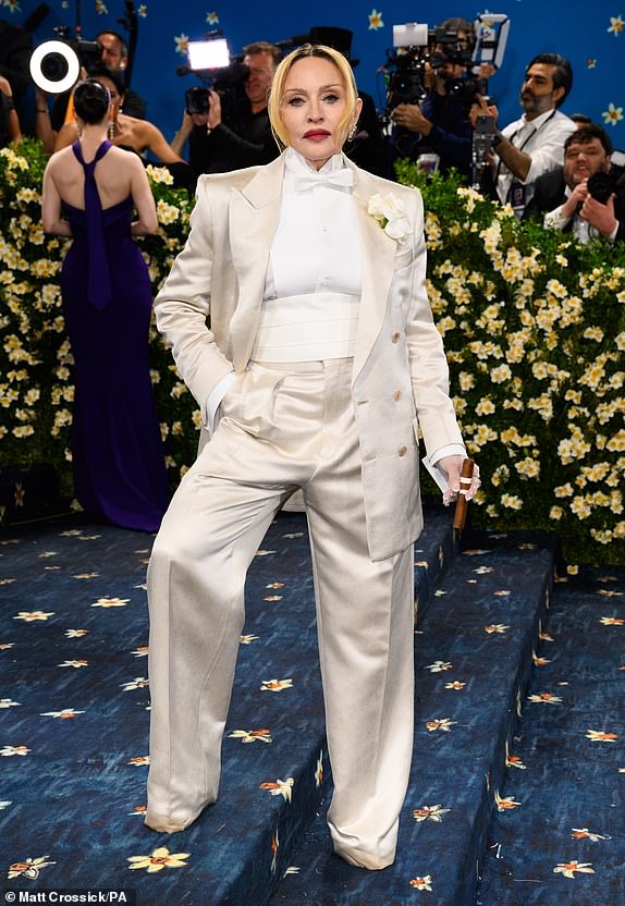 This is a PA image of Madonna wore a silk tux to the Met Gala. See PA Feature FASHION Summer.  See PA Feature FASHION Summer. WARNING: This picture must only be used to accompany PA Feature FASHION Summer. PA Photo. Photo credit should read: Matt Crossick/PANOTE TO EDITORS: This picture must only be used to accompany PA Feature FASHION Summer