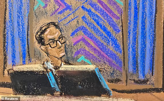 U.S. District Judge Arun Subramanian presides at Sean "Diddy" Combs' sex trafficking trial in New York City, New York, U.S., May 21, 2025 in this courtroom sketch. REUTERS/Jane Rosenberg