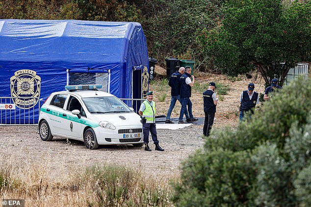 Portuguese police at a makeshift base camp in the Arade dam area, Faro district, one day before the official start of the 2023 search