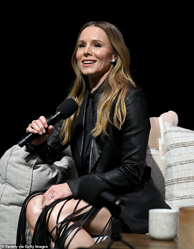 The incident happened when she was with Adam Brody at the Nobody Wants This screening before announcing the release date for its long-awaited season two. 'Can I just also start this as a header?' she asked. 'I'm not sitting away from you because I am like, mad at you. I'm not wearing pants, and I have to sit in a very specific position'
