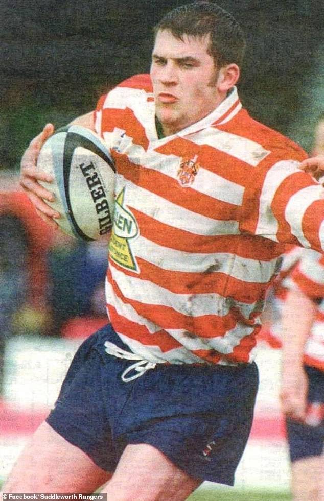 Mr Martindale pictured during his days playing for Saddleworth Rangers. A murder inquiry was launched immediately with the cause of the popular player's death 'undetermined'