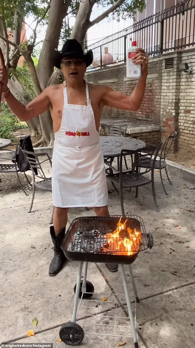 The Texan native was pronounced dead, at age 59, when paramedics were unable to revive him after neighbor Sigfredo Alvarez Ceja allegedly shot him several times following a heated argument (pictured last Wednesday)