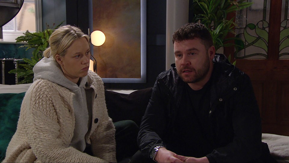 Aaron Dingle and Steph from Emmerdale having a conversation.