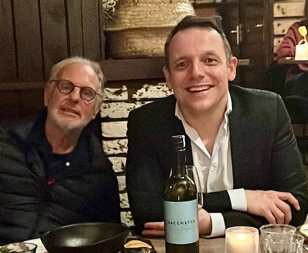 Dr Nitschke (above, left) revealed that the 47-year-old (above, right) had 'fallen' from the third floor of his property in Zurich earlier this year, causing him 'serious damage'