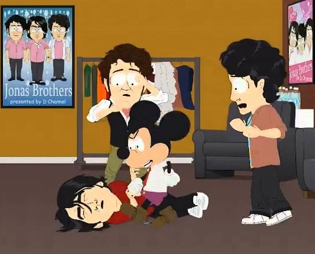 The episode also features a memorable scene where Mickey Mouse savagely beats up the animated Joe Jonas after the brothers tried taking a stand against their 'boss'
