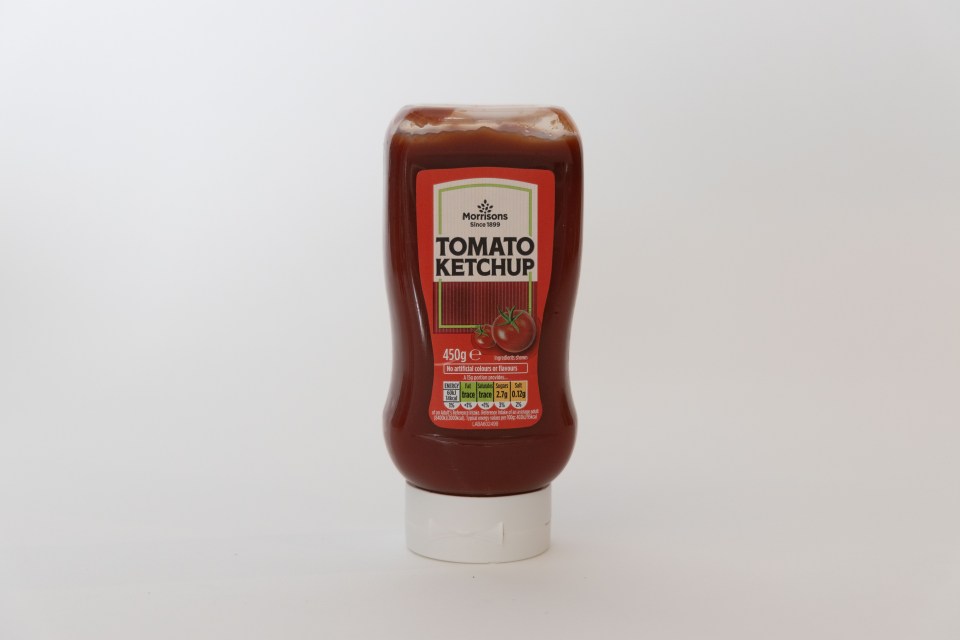 Bottle of Morrisons tomato ketchup.