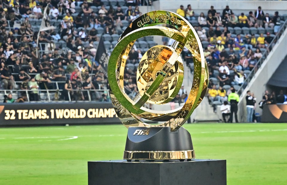 FIFA Club World Cup trophy on display.