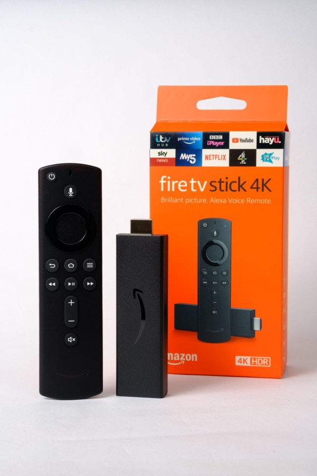 2DA1CXA Stafford / United Kingdom - November 8 2020: Amazon Fire TV Stick 4K Ultra HD with Alexa Voice Remote. Product shot isolated on white.