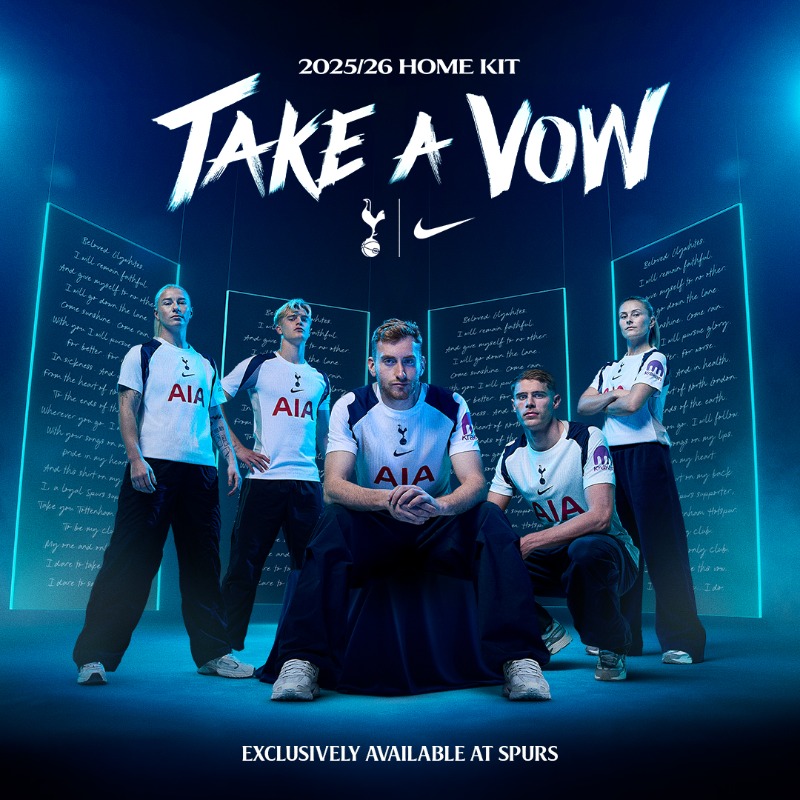 Tottenham Hotspur players modeling the 2025/26 home kit.