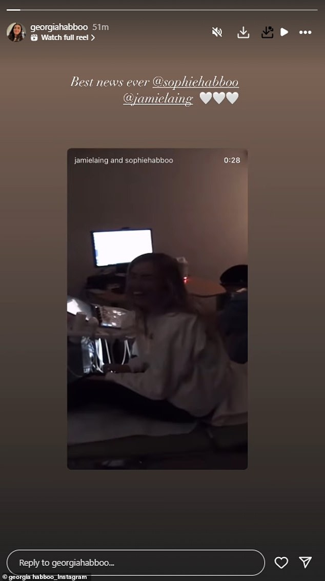 Sophie's sister Georgia - who welcomed her first child last year - reshared the post saying it was the 'best news'