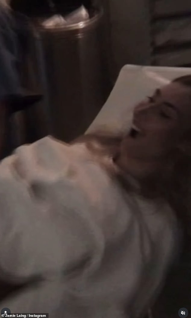 Sophie sweetly looked at the screen as Jamie filmed her having the scan