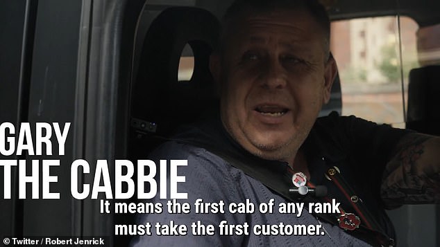 The stunt also saw him speaking 'Gary the cabbie' who explained taxi rank rules