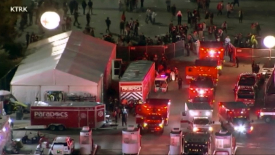 Emergency vehicles at the Astroworld Festival.