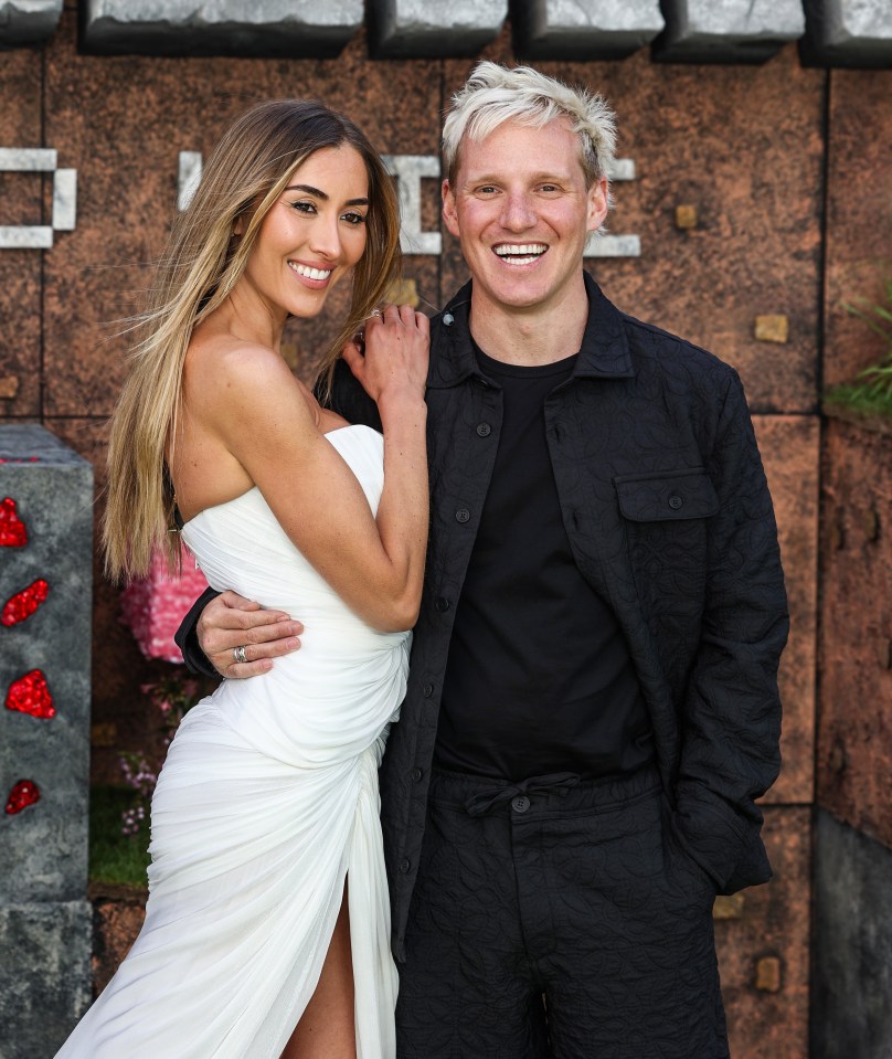 Sophie Habboo and Jamie Laing at the premiere of "A Minecraft Movie."