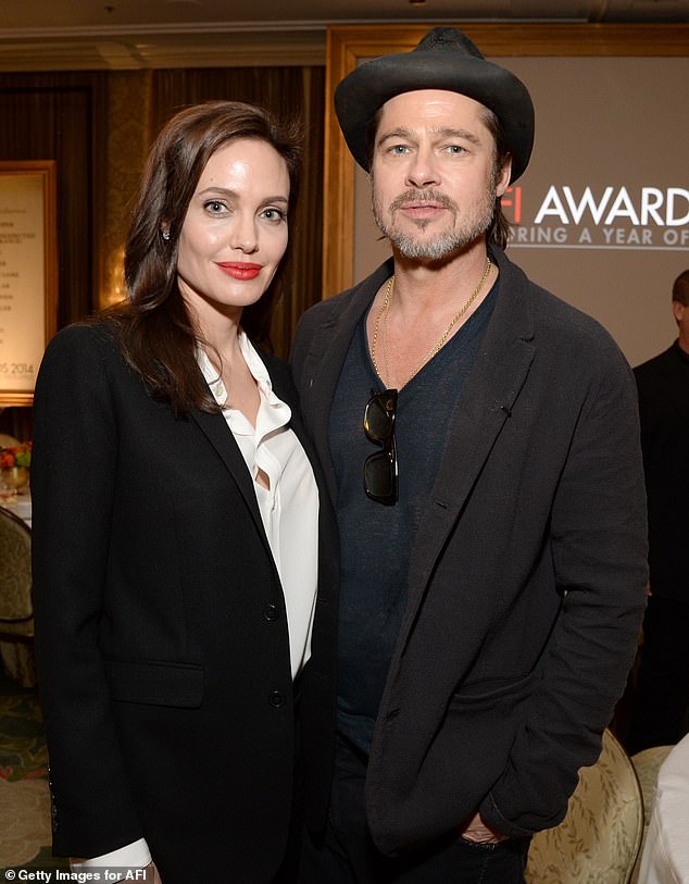 Jolie, 49, and Pitt, 61, went their separate ways in 2019 following a 14 year relationship and six children, with the Seven star saying he didn't think their eight year divorce battle was 'that major' in surprising comments last week - pictured 2015