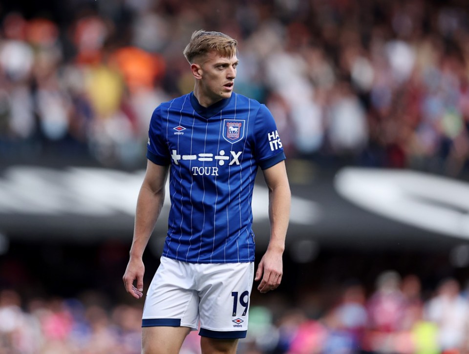 IPSWICH, ENGLAND - MAY 25: Liam Delap of Ipswich Town during the Premier League match between Ipswich Town FC and West Ham United FC at Portman Road on May 25, 2025 in Ipswich, England. (Photo by Harry Murphy/Getty Images)