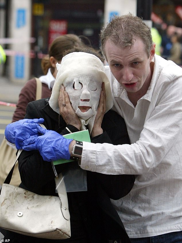 Lewthwaite is the widow of 7/7 bomber Germaine Lindsay, who killed himself and 25 other detonating a bomb on an Underground train in London (pictured: walking wounded following the attack)