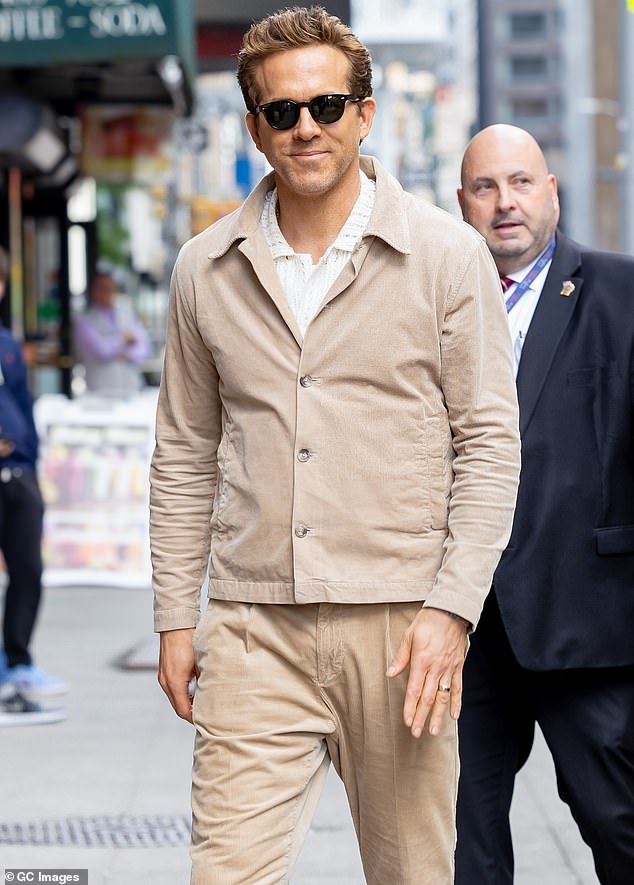 Animal Friends stars Reynolds (pictured in May) at the top of a glittering cast including Aubrey Plaza, Jason Momoa, Addison Rae, Vince Vaughn, Eric André, Dan Levy and Rob Delaney