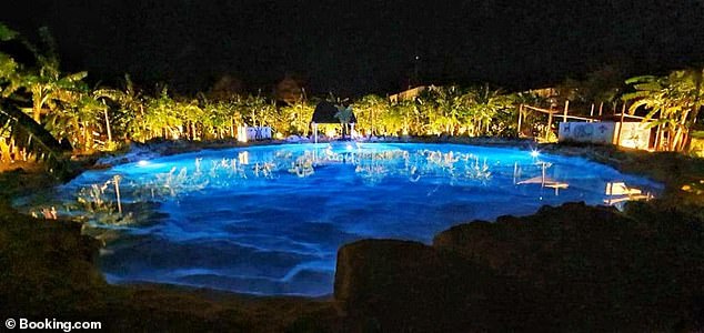 Concerned that a number of hours had passed without Ms Agatón's return, the party went searching and shockingly found her body which was plunged at the pool's depths (Pictured: a cenote-style pool at the hotel)
