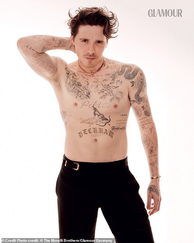 Brooklyn's most recent photoshoot reveals his old tattoo - dedicated to Victoria - has been covered