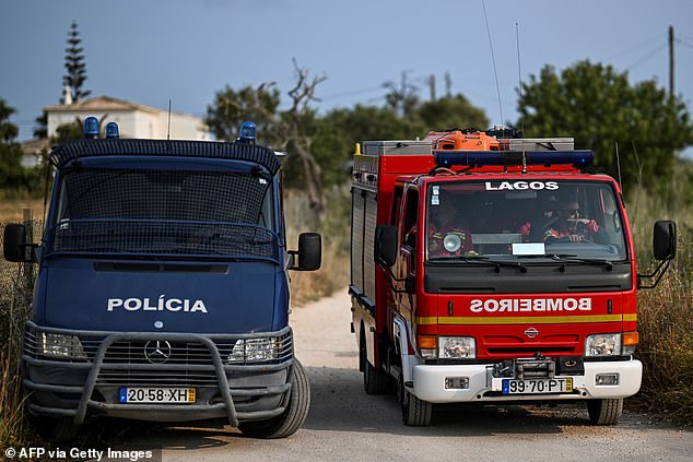 Emergency services vehicles are pictured amid new search operations amid the investigation into the disappearance of Madeleine McCann at Atalaia, Lagos in Algarve on June 3, 2025
