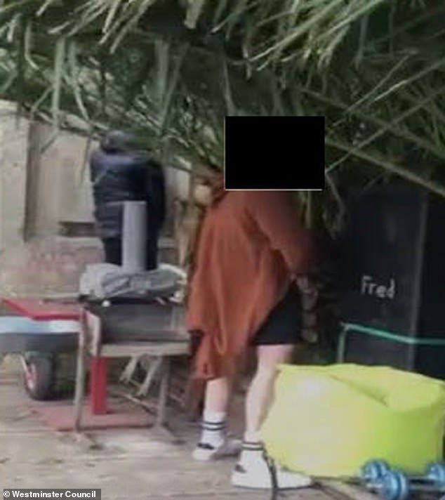 Residents with houses along the quaint Little Venice saw boaters performing sex acts in public, urinating and defecating in people's gardens and even flashing 'in front of children'. Pictured: An image of two GoBoat users appearing to urinate in public