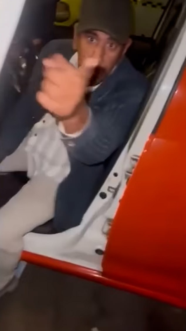 'F***ing weirdo,' one of the disgusted women calls the man as he continues to berate them from the driver's seat, pointing and yelling