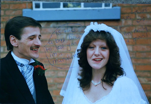 Jasinskyj with wife Michelle who he wed in 1976 - the photo was defaced after his conviction