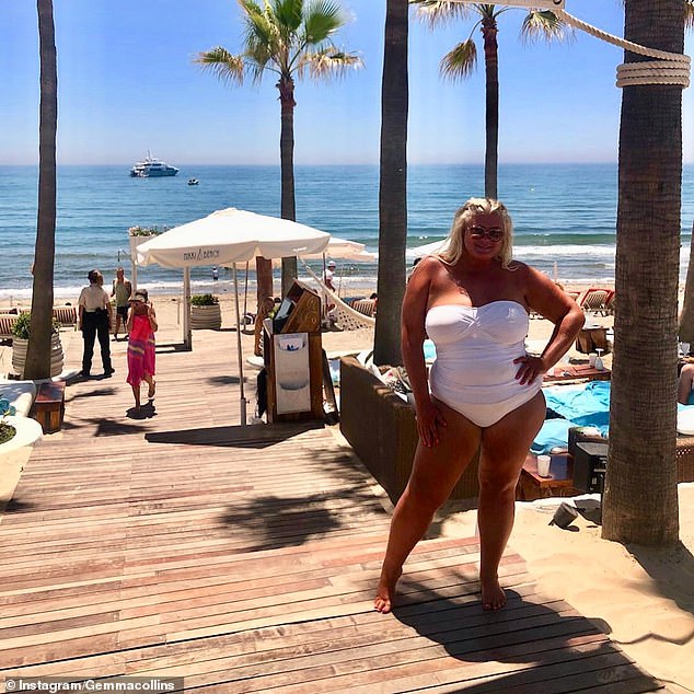 Earlier this month Gemma posed up a storm in a white bandeau swimsuit and showed off the jab results